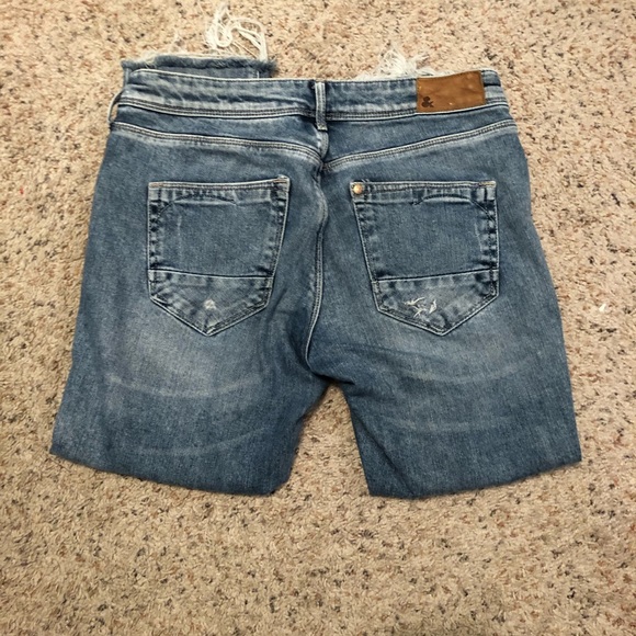 H&M SQIN Blue Distressed Low Rise Slim Leg Jeans - Picture 4 of 5